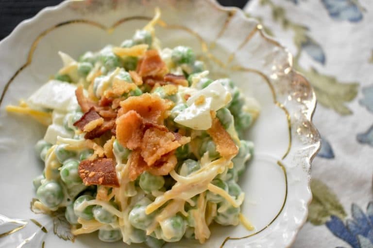 Pea salad, bacon, cool summer food