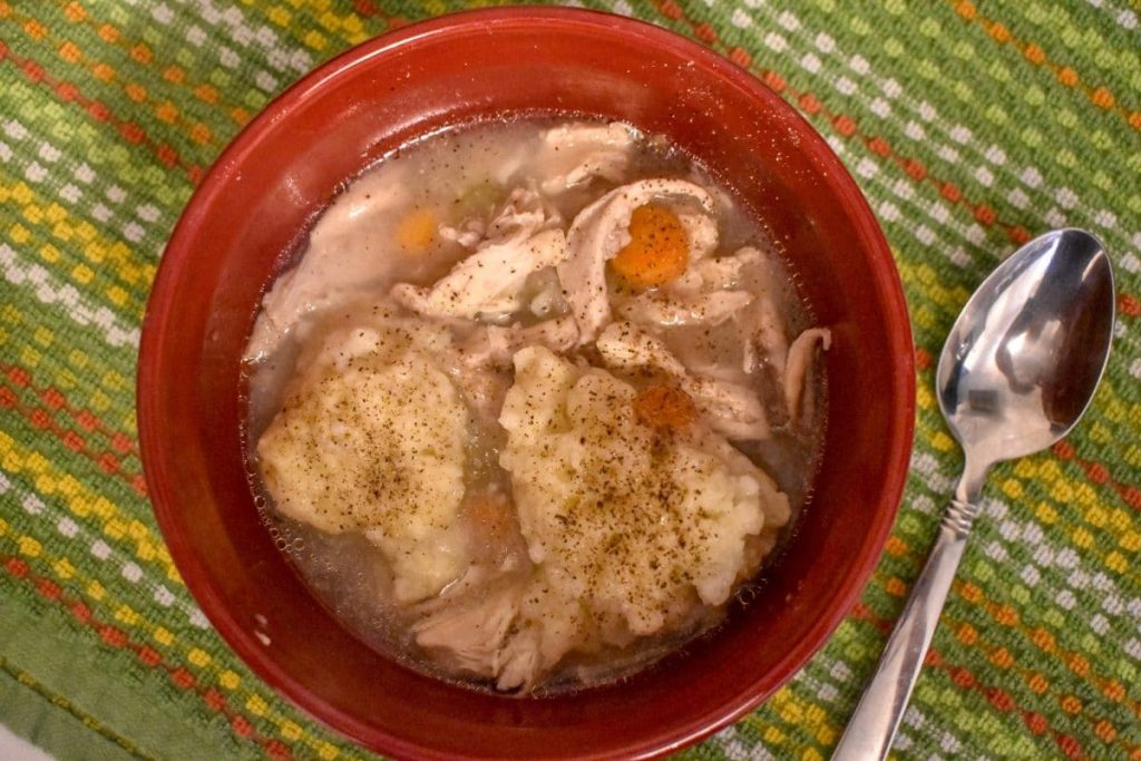 Homemade chicken and dumplings. Old fashioned, easy, from scratch chicken and dumpling recipe. Ultimate comfort dish.