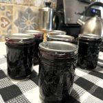 Mason jar of blueberry jam